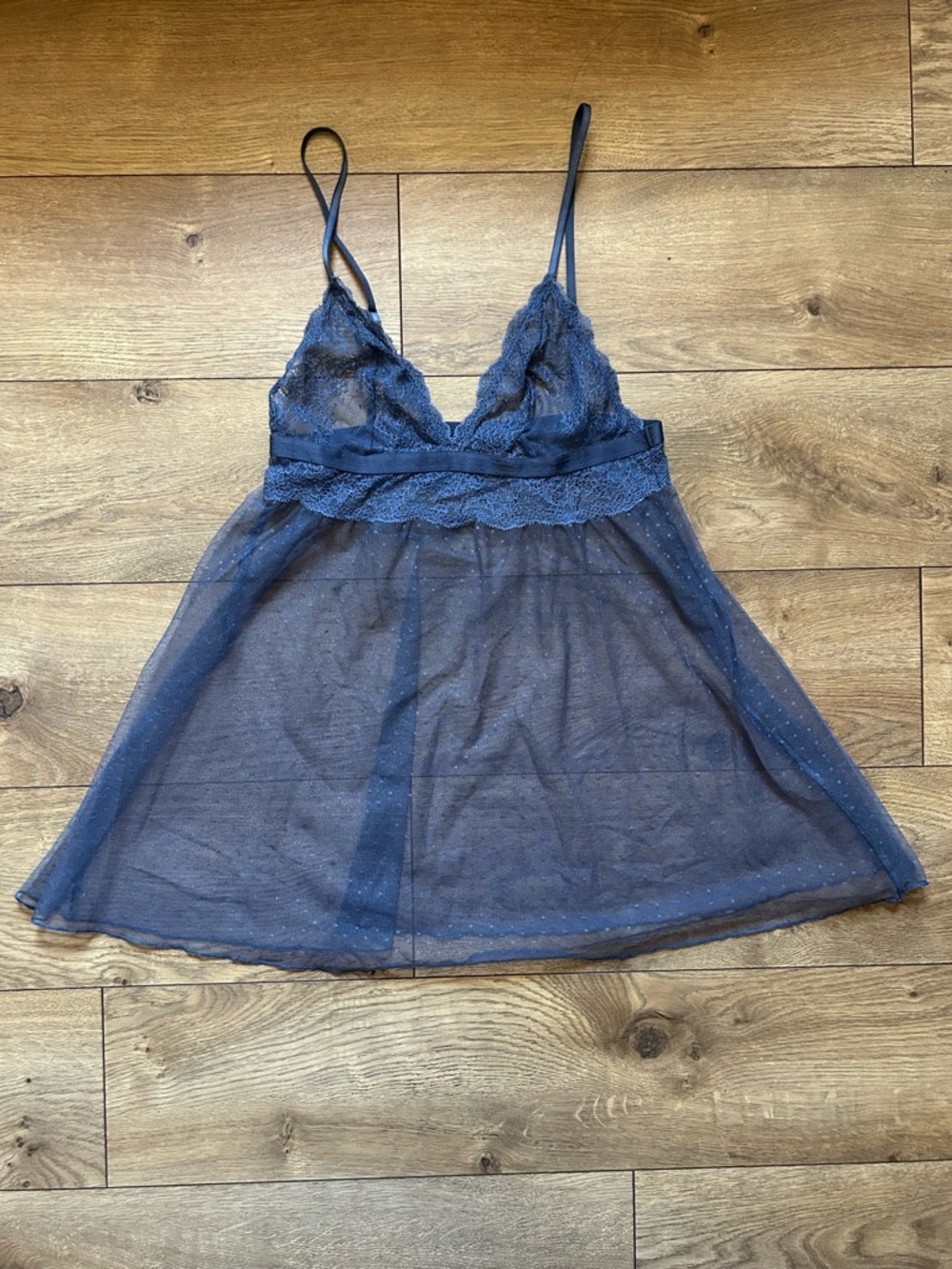 Victoria's Secret Navy Lace & Sheer Mesh Babydoll
